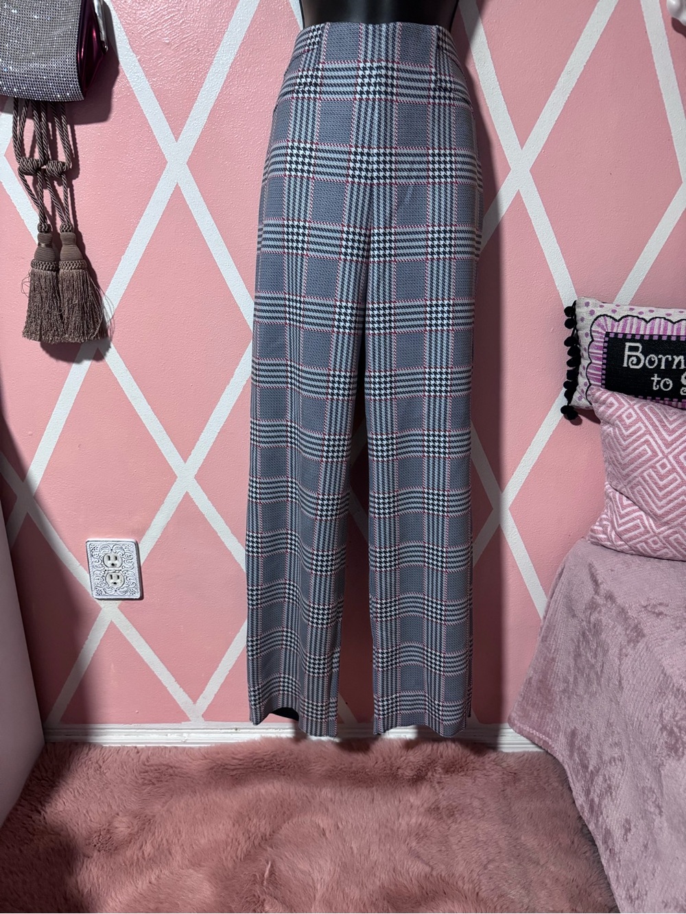 Nygard Luxe Slims Plaid pants with Pink Accents